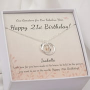 ANAVIA 21st Birthday Gift for her, 2 Circles Necklace Gift for 21st Birthday Girl, Twenty First birthday Gift Jewelry -[Add a Name]