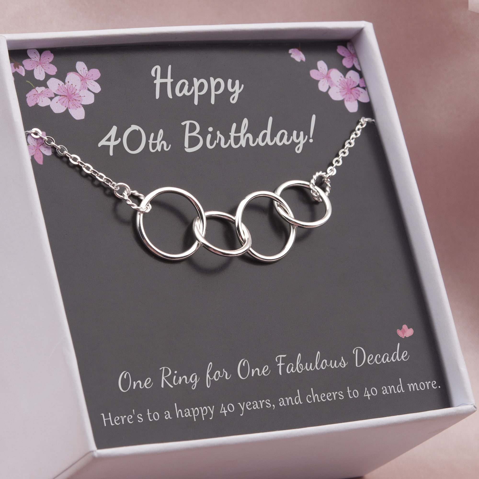 Anavia 40th Birthday Gift for Her, Fortieth Birthday Gift for Women Friend, 925 Sterling Silver Happy 40th Birthday Gift Card -[4 Regular Circles, No Custom]