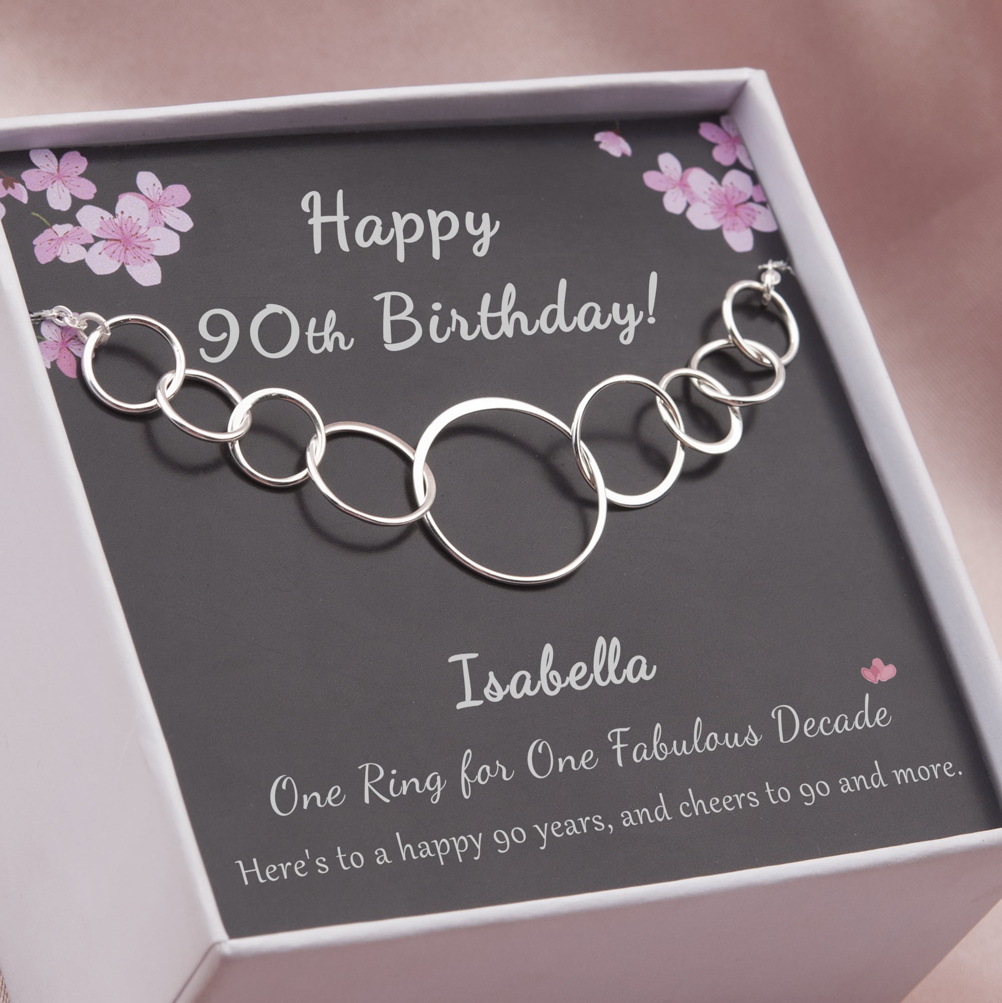 90th Birthday Gift, Sterling Silver Necklace, 90th Birthday, Birthday Gift good for Grandma, Birthday Gifts for Mom, Silver Ring Necklace