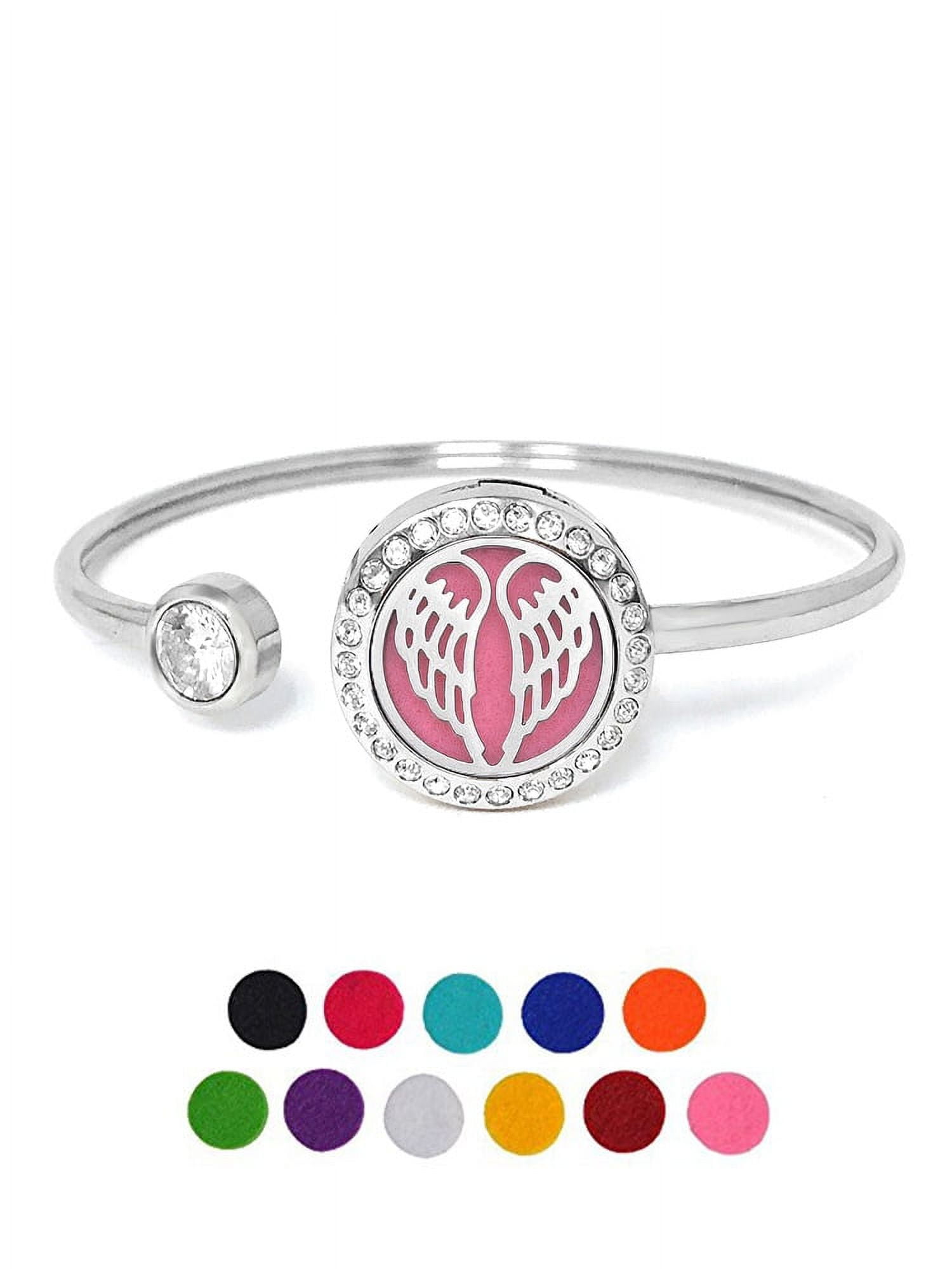 Anavia Angel Wings Rhinestones Aromatherapy Jewelry Essential Oil Bangle with Gift Box