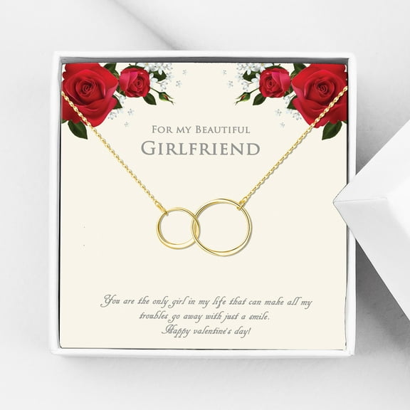 Anavia Anniversary Day Gift for Girlfriend, Double Circle Necklace, Necklace for Girlfriend, Gifts for Girlfriend, Girlfriend Birthday Gift, Anniversary Gift, Valentines Day Gift For Her- [Gold]