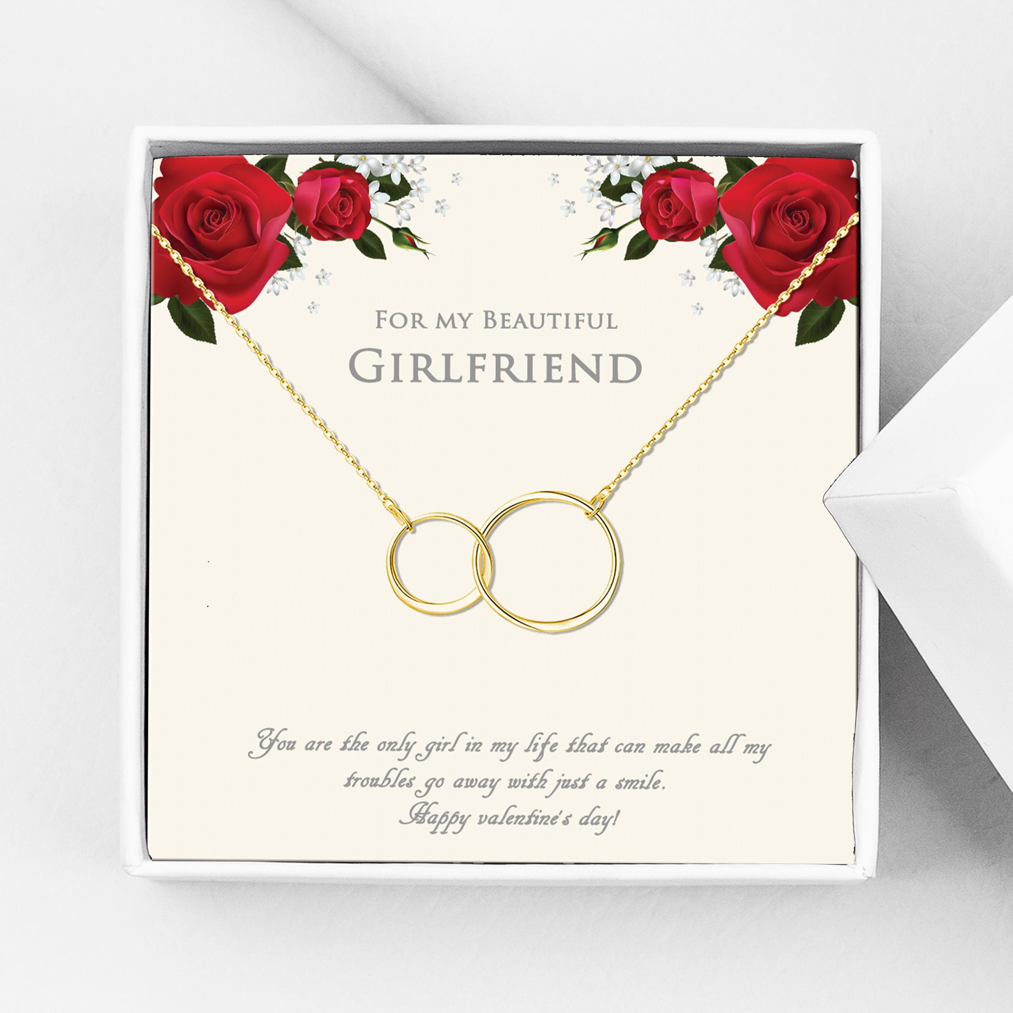 Anavia Anniversary Day Gift for Girlfriend, Double Circle Necklace, Necklace for Girlfriend, Gifts for Girlfriend, Girlfriend Birthday Gift, Anniversary Gift, Valentines Day Gift For Her- [Gold]
