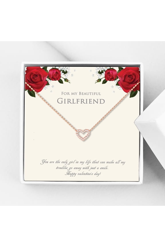 Anniversary Gift for Girlfriend, Girlfriend Birthday Gift, Heart Necklace, Necklace for Girlfriend, Gifts for Girlfriend Gift for Mom- Valentines Day Gift [Silver]