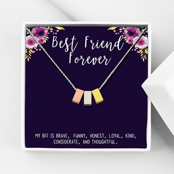 Anavia Best Friend Necklace, Friendship Jewelry, Best Friend Gifts, Gift for Friend, Birthday Gift, Christmas Gift for Her, Multicolor 3 Cubes Pendant Necklace with Wish Card