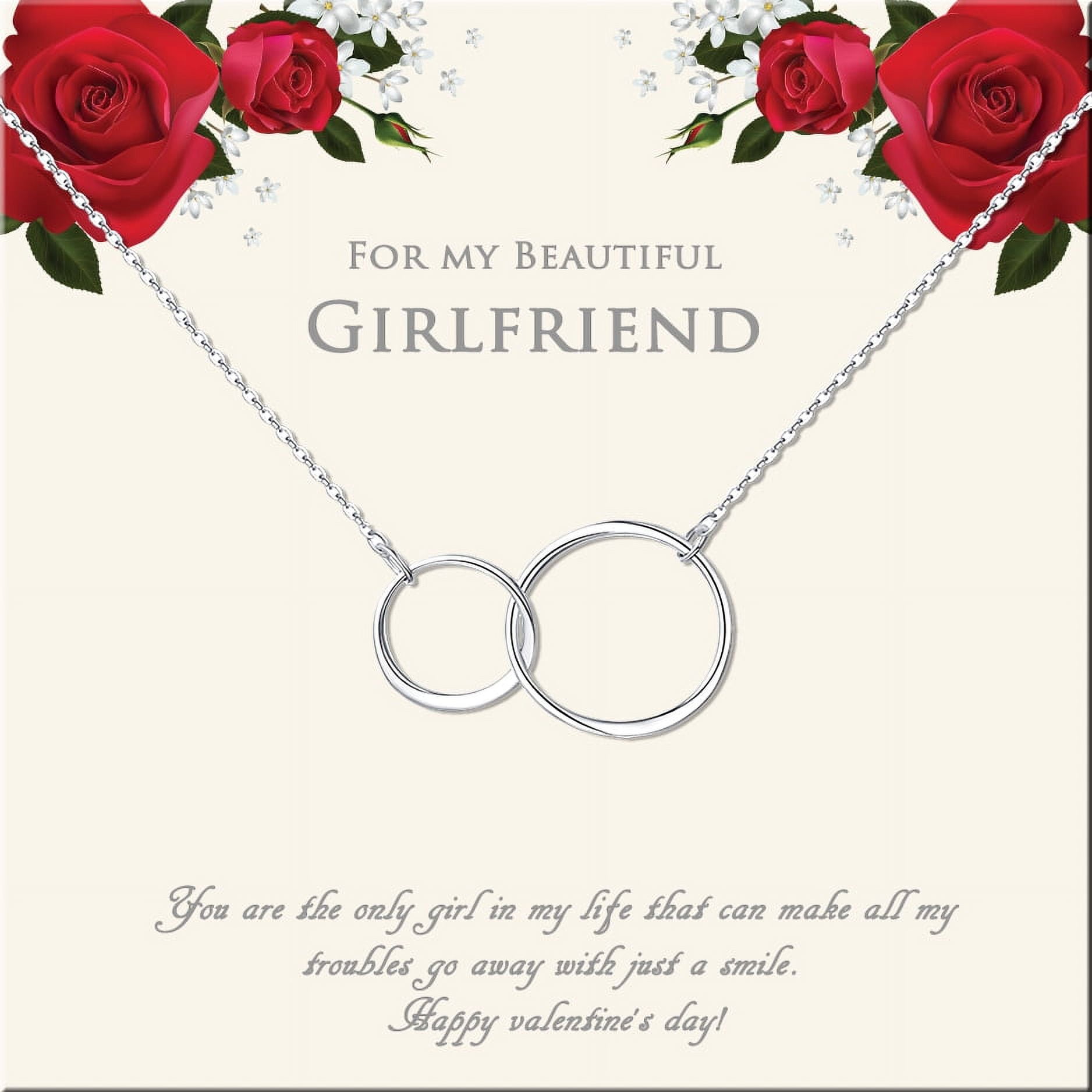 Anavia Birthday Gift for Girlfriend, Double Circle Necklace, Necklace for Girlfriend, Gifts for Girlfriend, Girlfriend Birthday Gift, Anniversary Gift, Valentines Day Gift For Her- [Silver]