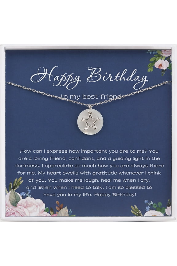 Birthday Gift to Best Friend, Happy Birthday to My Best Friend, 925 Sterling Silver Necklace Gift for BFF