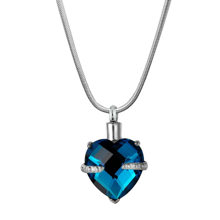 Anavia Birthstone Heart Cremation Necklace Stainless Steel