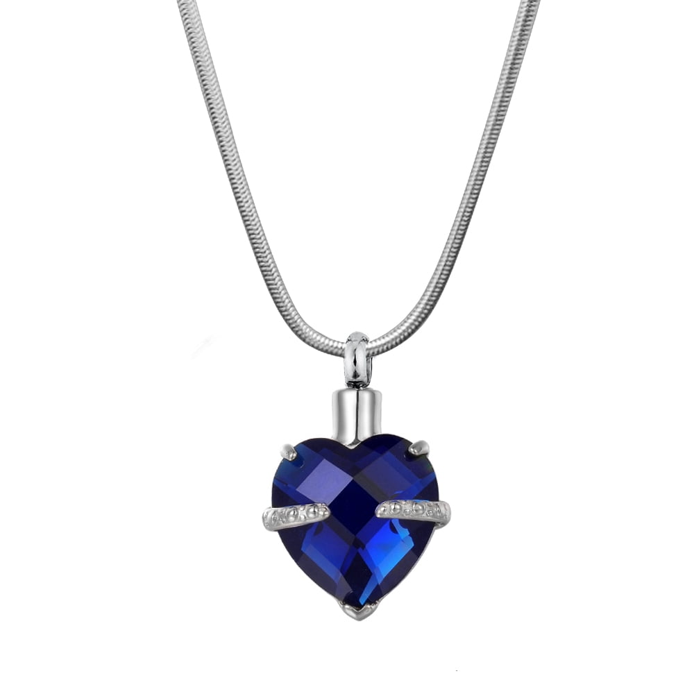 Anavia Birthstone Heart Cremation Necklace Stainless Steel Memorial Jewelry Urn Ashes Holder Container with Free Funnel Kit and Velvet Jewelry Box [September]