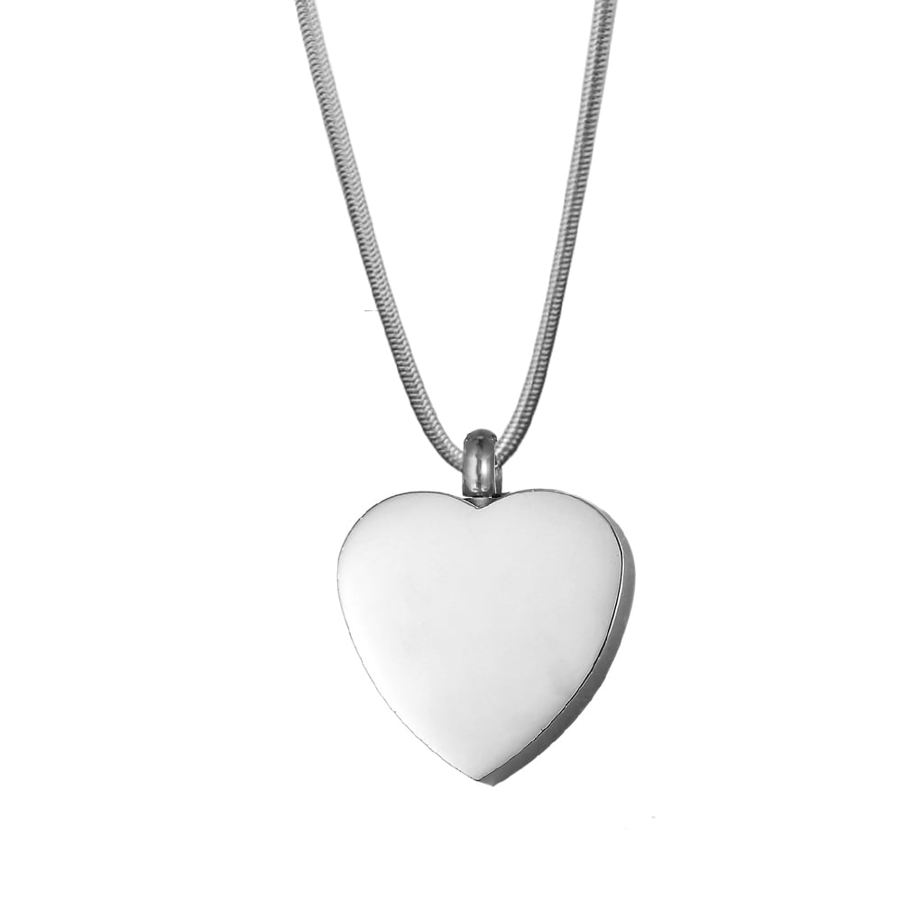Anavia Blank Classic Heart Cremation Jewelry Memorial Necklace Ash Urn Keepsake with FREE Funnel Kit and Velvet Jewelry Box