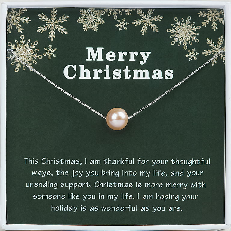 Anavia Christmas Thank you Gifts Sterling Silver Pearl Necklace for Mom  from Son, Christmas Gift for Wife from Husband-[White Pearl + Silver Chain]