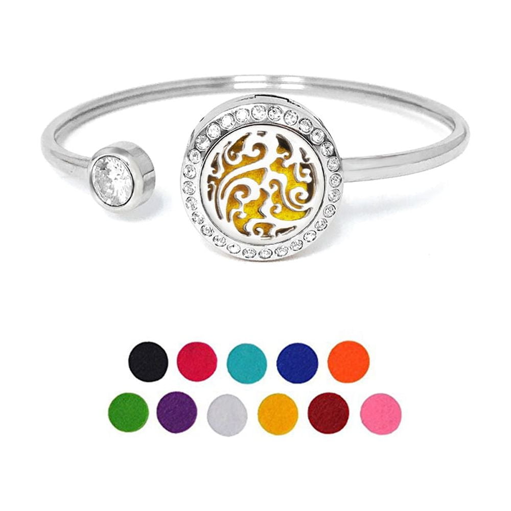 Anavia Cloud Rhinestones Aromatherapy Jewelry Essential Oil Bangle with Gift Box