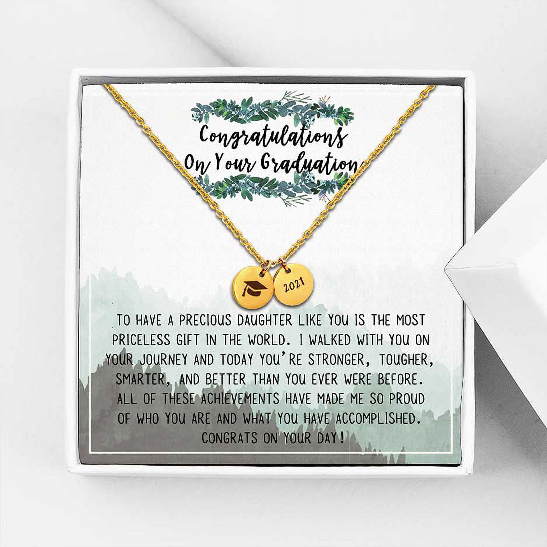 Anavia College Graduation Gift for Best Friend - 2021 Graduation Gifts for Friend - Congratulations On Your Graduation - Stainless Steel Bachelor Cap Necklace Jewelry Gift