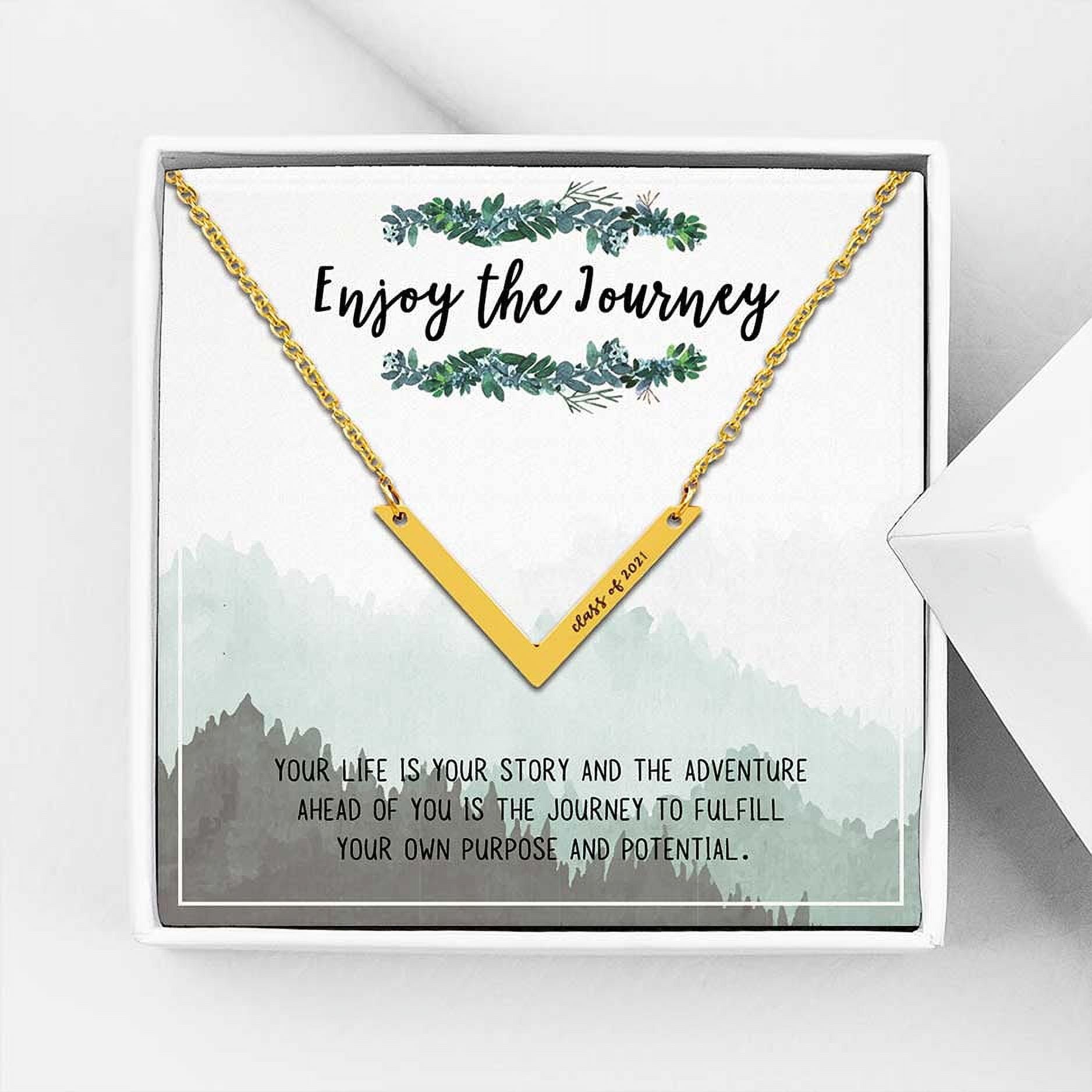 Anavia College Graduation Gift for Her, Graduation Gift for Best Friend, Graduation Card Gift for Her, High School Graduation Gift for Daughter, Stainless Steel [Gold V 18" Chain]