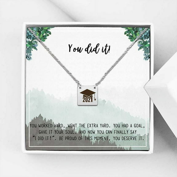 Anavia College Graduation Gift for Her - High School 2021 Graduation Gifts for Daughter - Stainless Steel Engraved Bachelor Cap Necklace