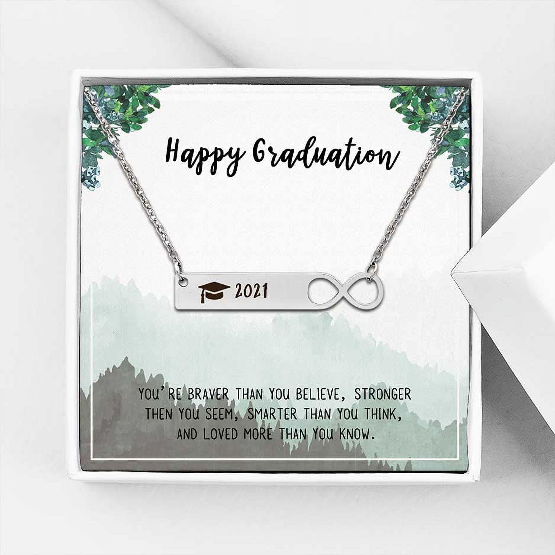 Anavia College Graduation Gift for Her -  High School 2021 Graduation Gifts for Daughter - Stainless Steel Engraved Bachelor Cap Necklace