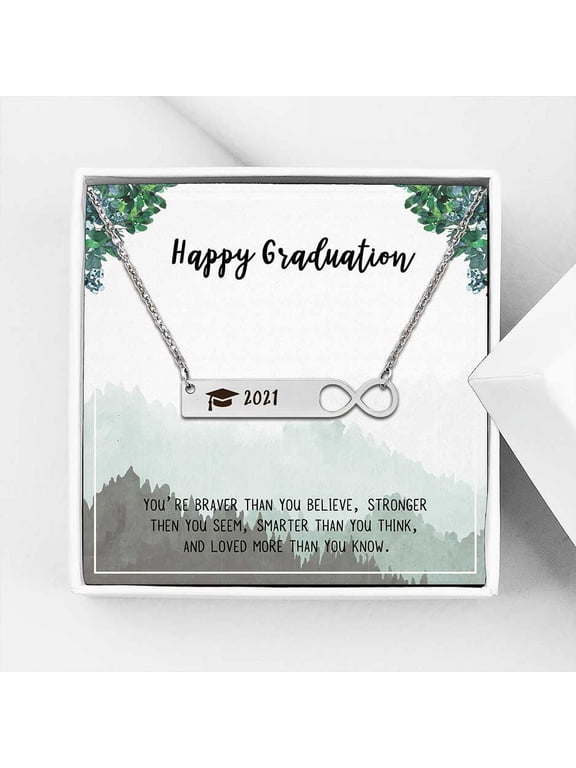 College Graduation Gift for Her - High School 2021 Graduation Gifts for Daughter - Stainless Steel Engraved Bachelor Cap Necklace