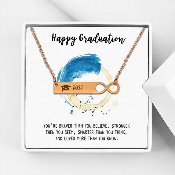 Anavia College Graduation Gift for Her - High School 2021 Graduation Gifts for Daughter - Stainless Steel Engraved Bachelor Cap Necklace