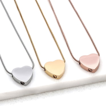 Stainless Steel Memorial Pendant Heart Urn Necklace For Ashes - Forever In My Heart Engraved Stainless Steel Cremation Jewelry Necklace For Ashes Of Loved One