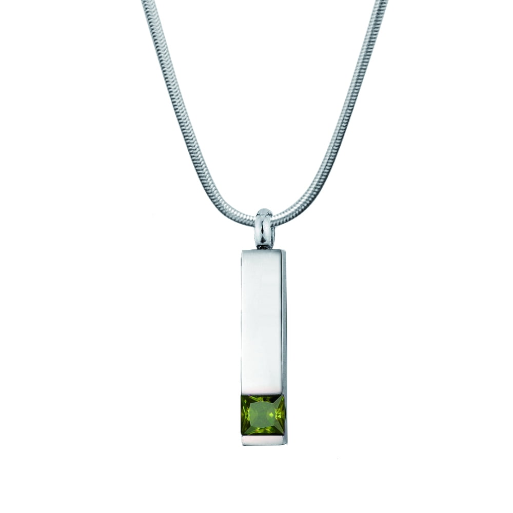 Anavia Cremation Necklace Birthstone Bar Memorial Pendant Handcrafted Waterproof Human Ashes Urn Container with Free Funnel Kit and Velvet Jewelry Box [August Birthstone]