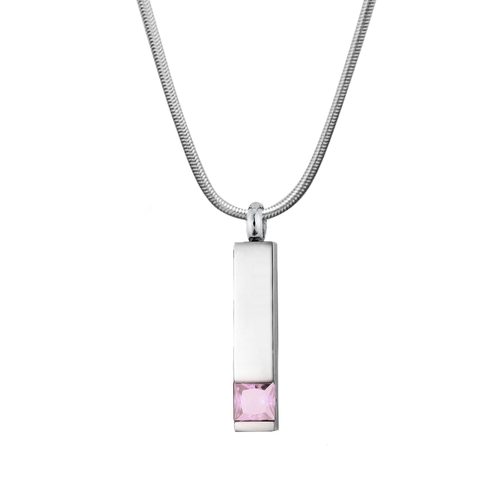 Anavia Cremation Necklace Birthstone Bar Memorial Pendant Handcrafted Waterproof Human Ashes Urn Container with Free Funnel Kit and Velvet Jewelry Box [June Birthstone]