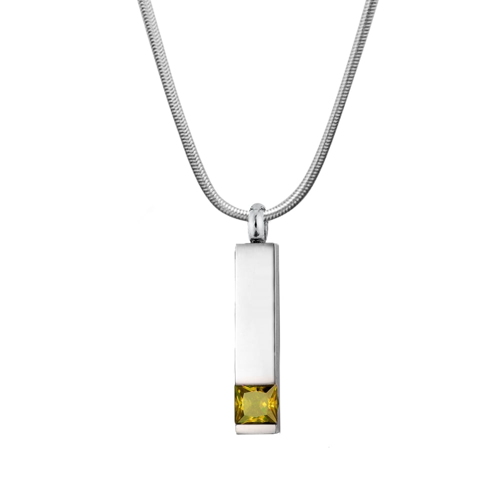 Anavia Cremation Necklace Birthstone Bar Memorial Pendant Handcrafted Waterproof Human Ashes Urn Container with Free Funnel Kit and Velvet Jewelry Box [November Birthstone]