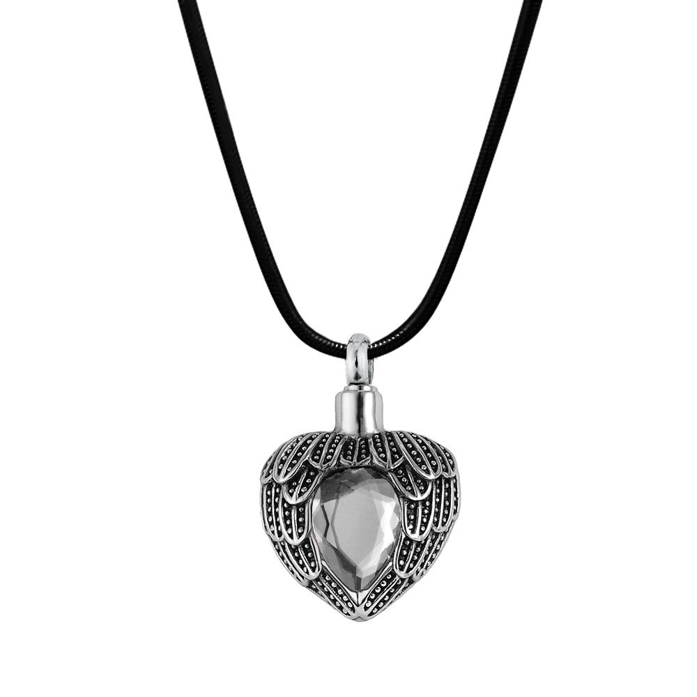 Anavia Cremation Necklace Urn Pendant Memorial Jewelry Angel Birthstone Heart Ashes Container with Free Funnel Kit and Velvet Jewelry Box [April]