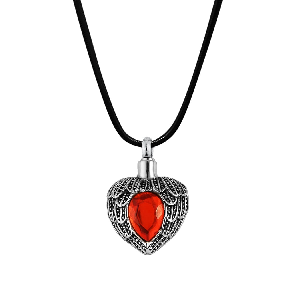 Anavia Cremation Necklace Urn Pendant Memorial Jewelry Angel Birthstone Heart Ashes Container with Free Funnel Kit and Velvet Jewelry Box [July]
