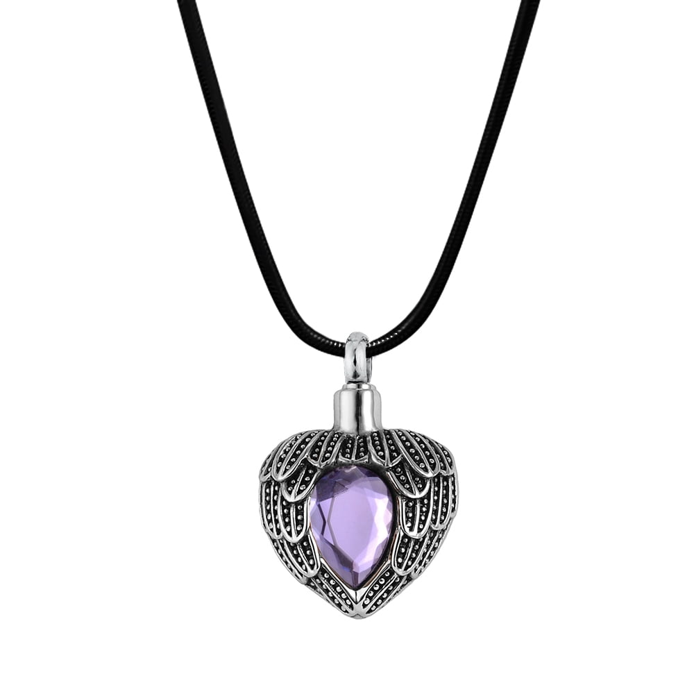 Anavia Cremation Necklace Urn Pendant Memorial Jewelry Angel Birthstone Heart Ashes Container with Free Funnel Kit and Velvet Jewelry Box [June]