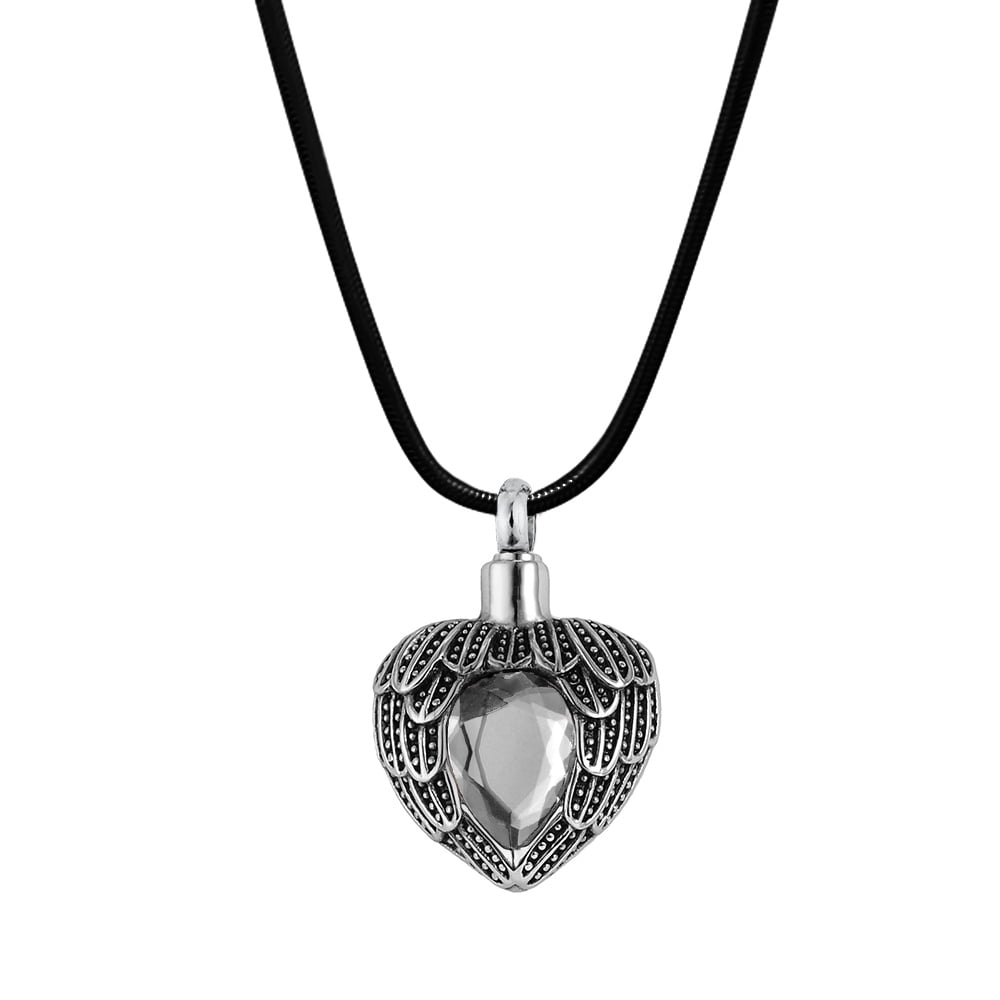 Anavia Cremation Urn Pendant Memorial Jewelry Angel Birthstone Heart Ashes Container with Free Funnel Kit and Velvet Jewelry Box [April]