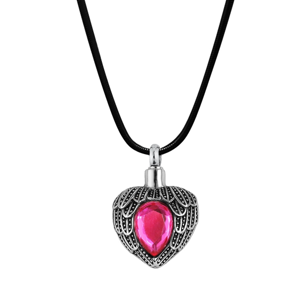 Anavia Cremation Urn Pendant Memorial Jewelry Angel Birthstone Heart Ashes Container with Free Funnel Kit and Velvet Jewelry Box