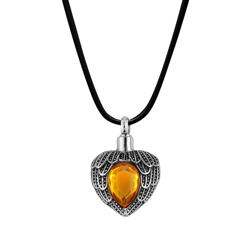 Anavia Cremation Urn Pendant Memorial Jewelry Angel Birthstone Heart with Free Funnel Kit and Velvet Jewelry Box [November]