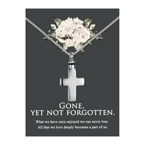Anavia Cross Cremation Jewelry Stainless Steel Keepsake Memorial Urn Necklace for Human with"Gone, yet not forgotten" Comfort Card-[Silver]