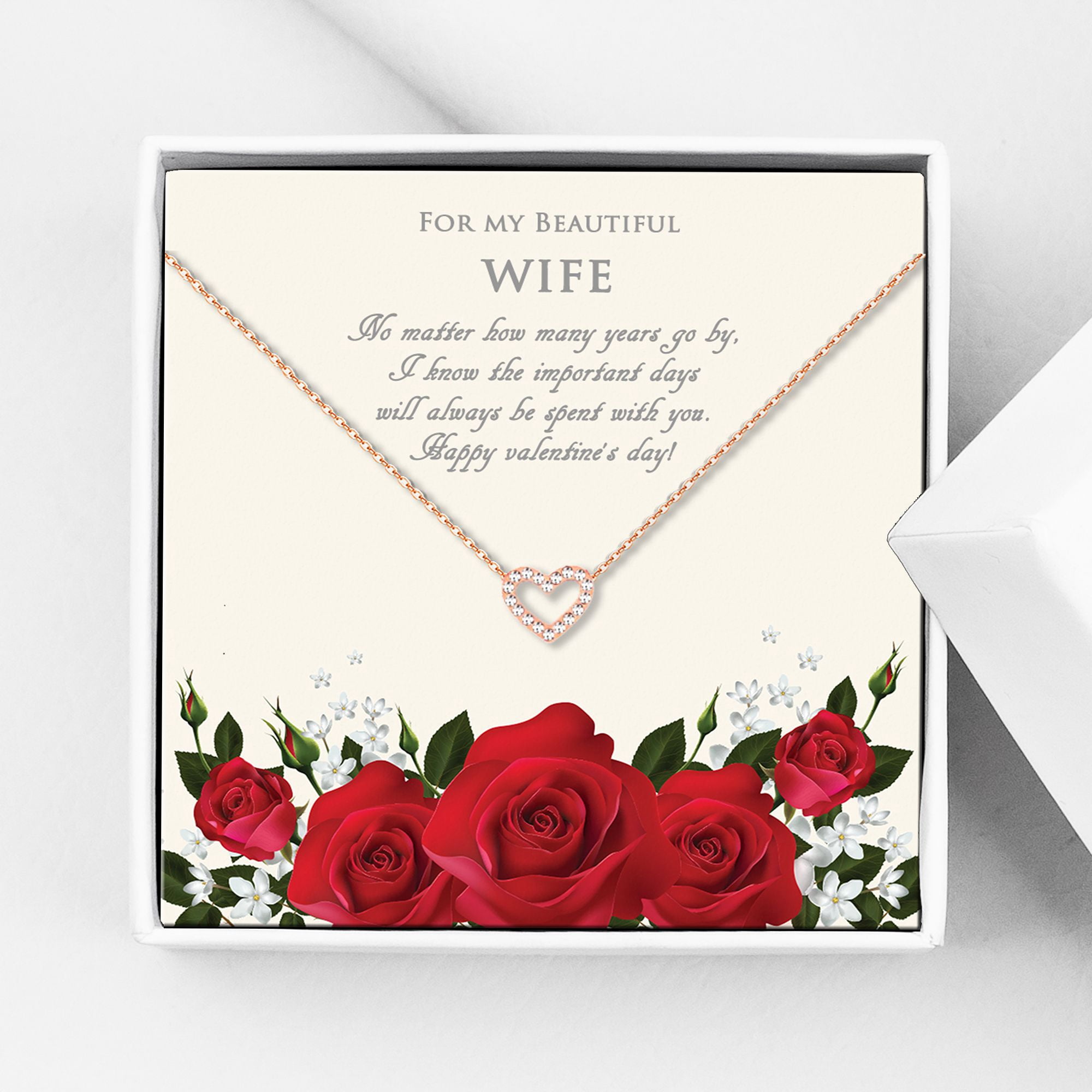 Anavia Crystal Heart Romantic Gift for Wife, Wife Birthday Gift, Heart Necklace, Wife Necklace Gift, Anniversary Gift, Gift for Mother's Day|Valentines Day, Gift for Mom, Gifts for Wife - [Rose Gold]