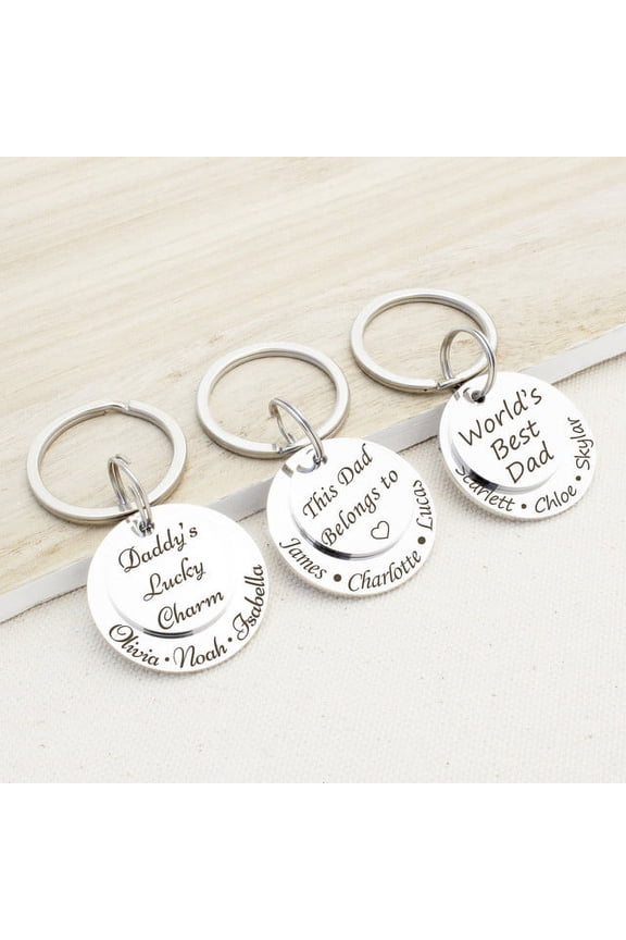 "Daddy's Keepers" Father's Day Gift for Dad - Engraved Stack Keychain Stainless Steel - Father's Day Gift - Gift for Him - Custom Keychain - World's Best Dad - #1 Dad - Gift from Kids