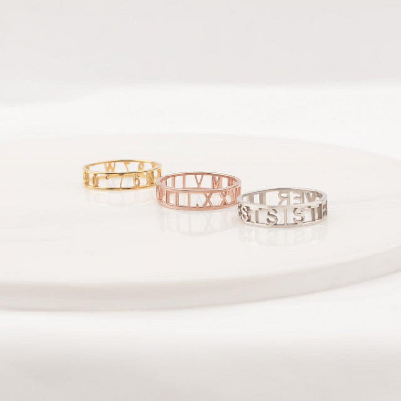 Anavia - Dainty Gold Ring - Coordinate Ring Custom - Stacking Ring -Anniversary Ring - Roman Numerals Ring - Personalized Rings for Women