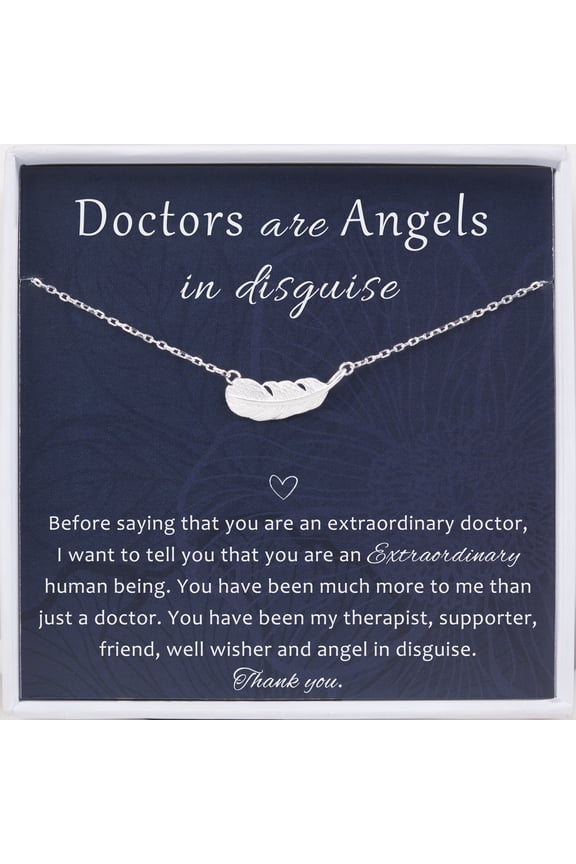 Doctor Gift Jewelry, Sterling Silver Feather Necklace Doctor Gift