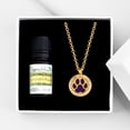 thumbnail image 1 of Anavia Dog Paw Essential Oil Diffuser Crystal Necklace Aromatherapy Gift Set - Gold Necklace & Lemongrass Oil, 1 of 7