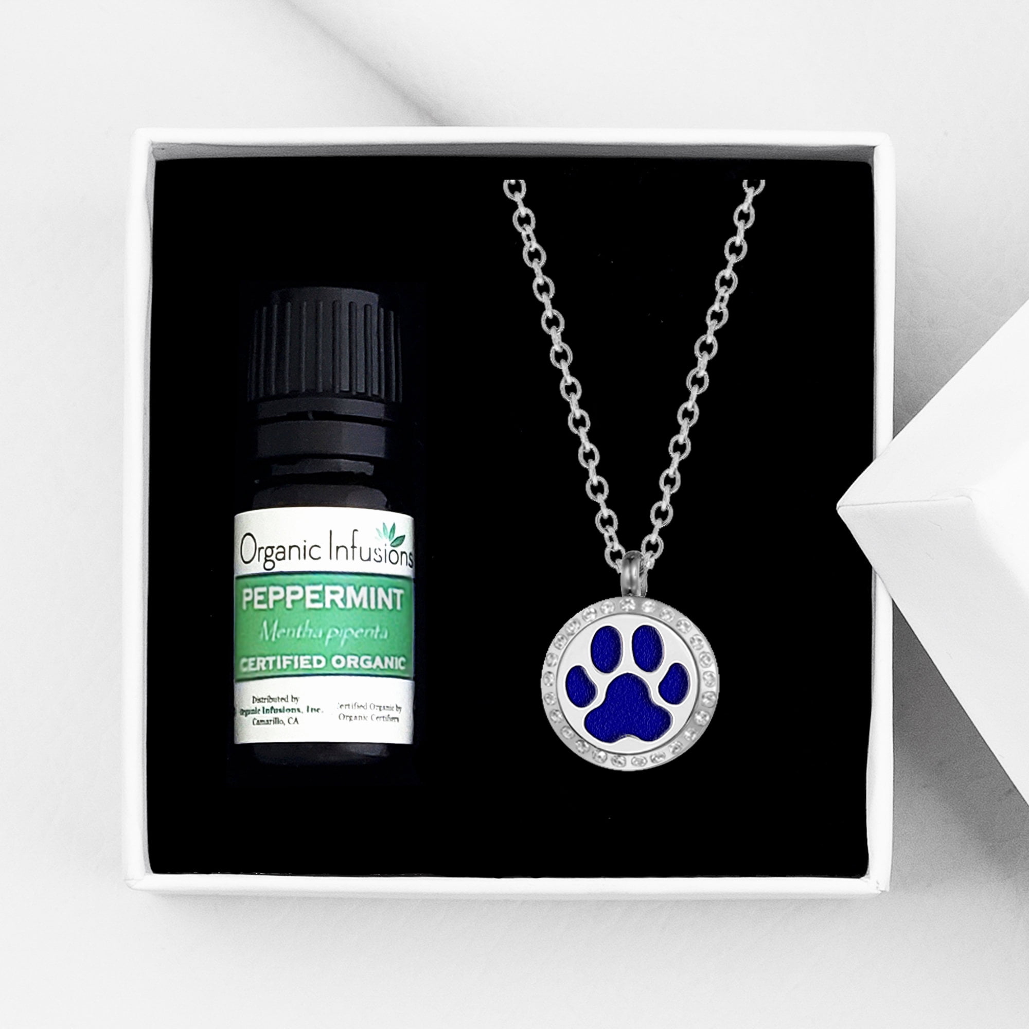 Anavia Dog Paw Essential Oil Diffuser Crystal Necklace Aromatherapy Gift Set Silver Necklace Peppermint Oil Walmart