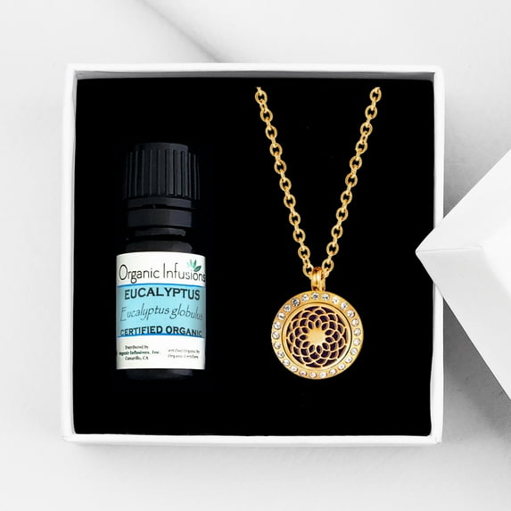Anavia Dream Catcher Aromatherapy Oil Diffuser Crystal Necklace Essential Oil Gift Set - Gold Necklace & Eucalyptus Oil