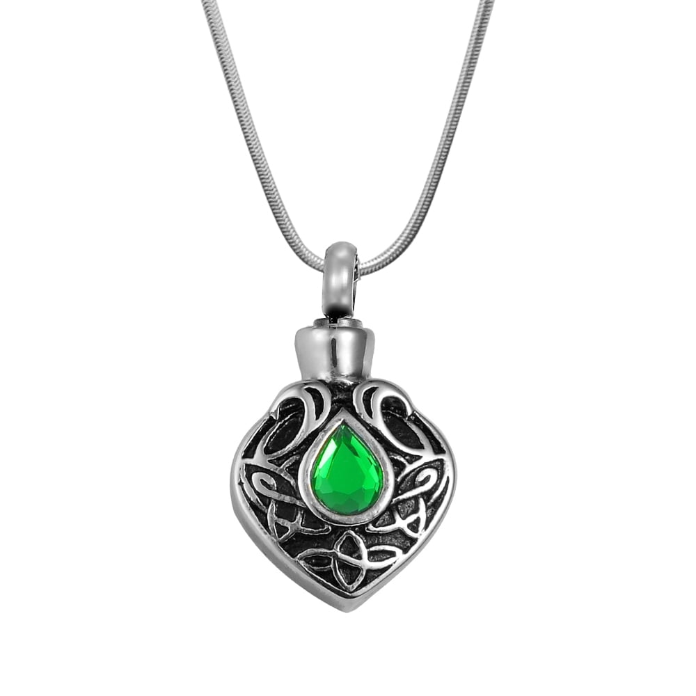 Trinity Knot Diamond & Emerald Silver Celtic Cross Pendant - ShanOre