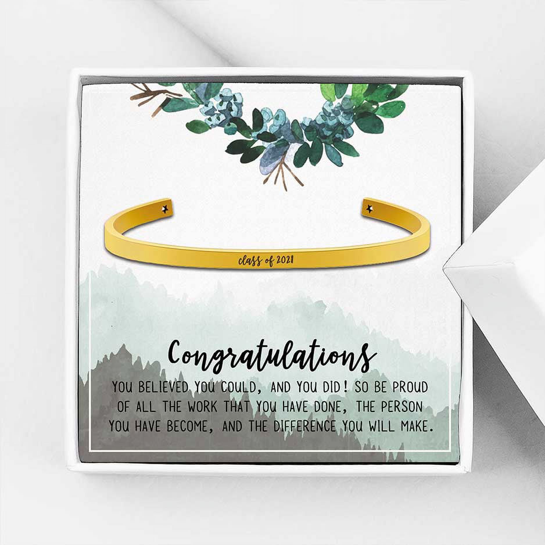 Anavia Enjoy the Journey Graduation Gift for Best Friend - Class of 2021 College Graduation Gift for Friend - Stainless Steel Bangle Gift