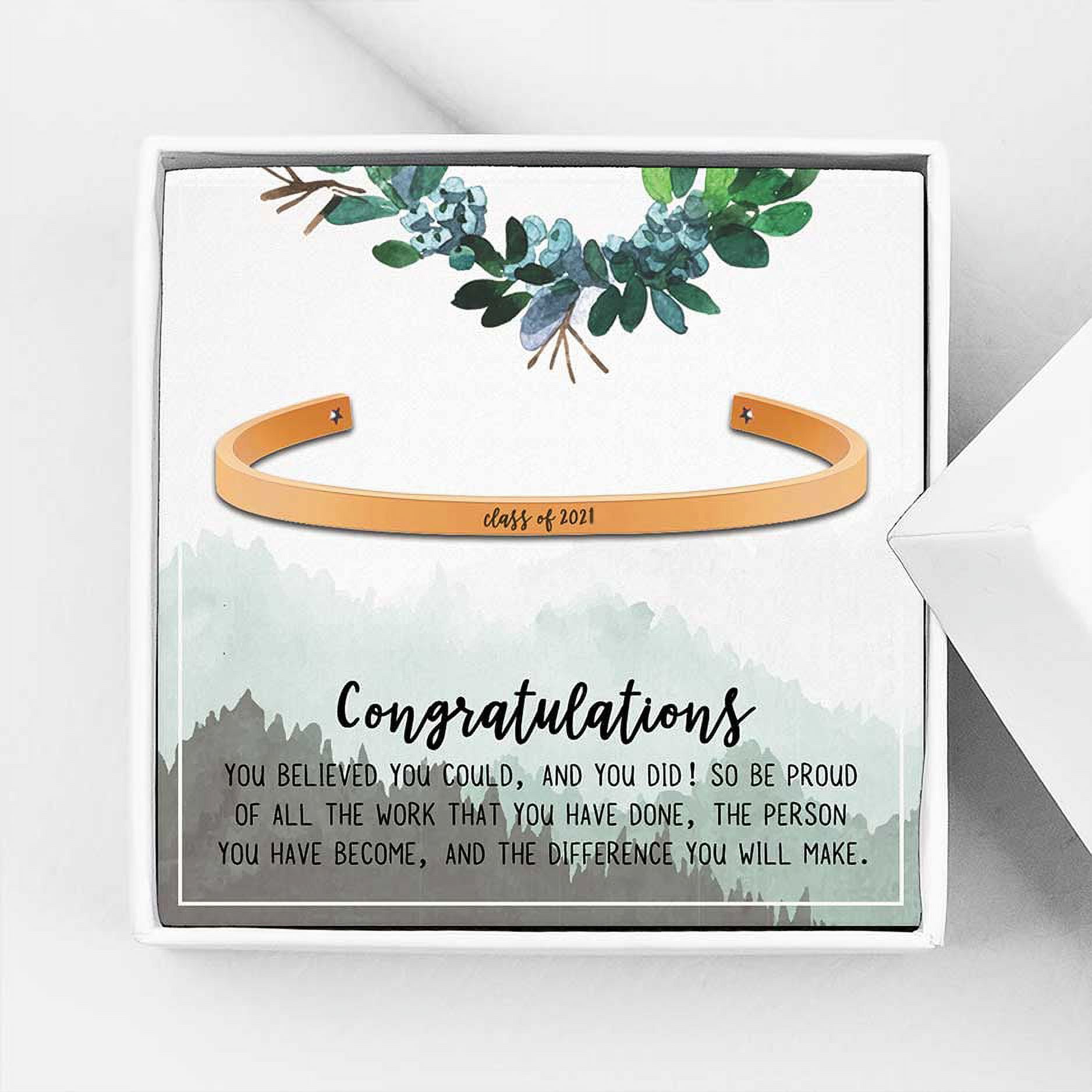 Anavia Enjoy the Journey Graduation Gift for Best Friend - Class of 2021 College Graduation Gift for Friend - Stainless Steel Bangle Gift