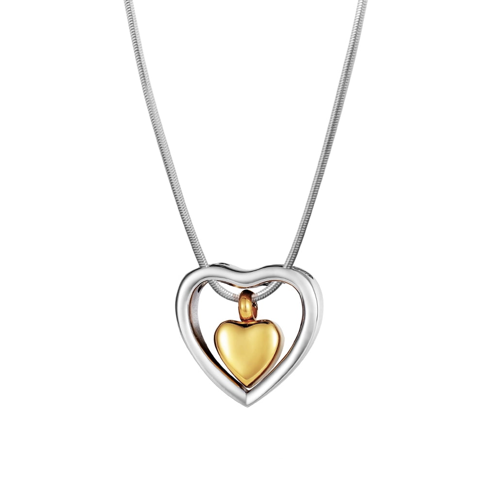 Anavia Floating Drop Heart Cremation Jewelry for Ashes Memorial Necklace Ash Urn Keepsake-[Silver - Gold]