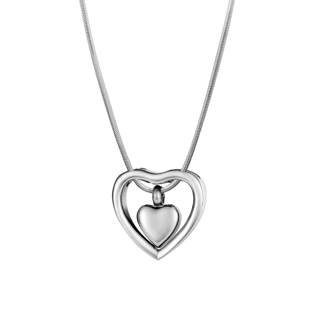 Anavia Floating Drop Heart Cremation Jewelry for Ashes Memorial Necklace Ash Urn Keepsake Silver with FREE Funnel Kit and Velvet Jewelry Box