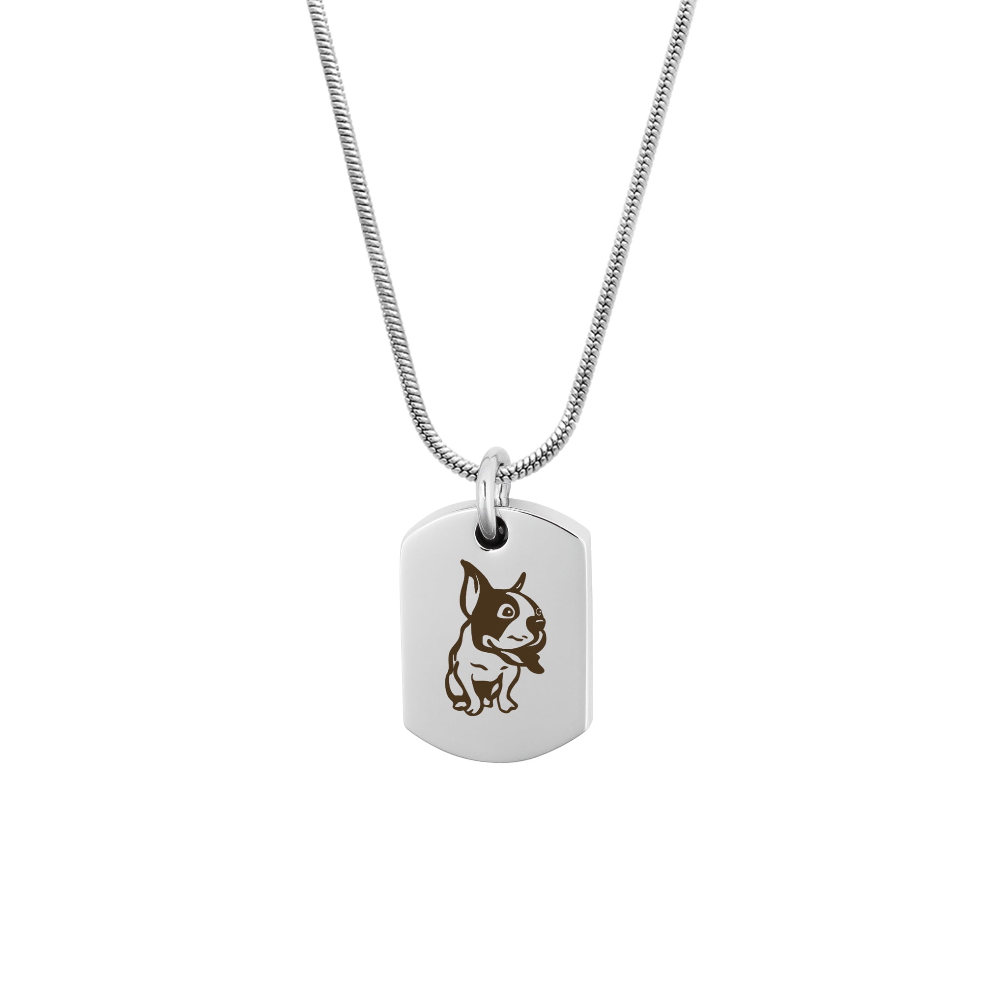 Anavia French Bull Dog Tag Cremation Necklace for Ashes, Pet Cremation Necklace, Urn Necklace, Cremation Pendant, Ashes Necklace, Pet Memorial Necklace Jewelry, With Funnel Kit