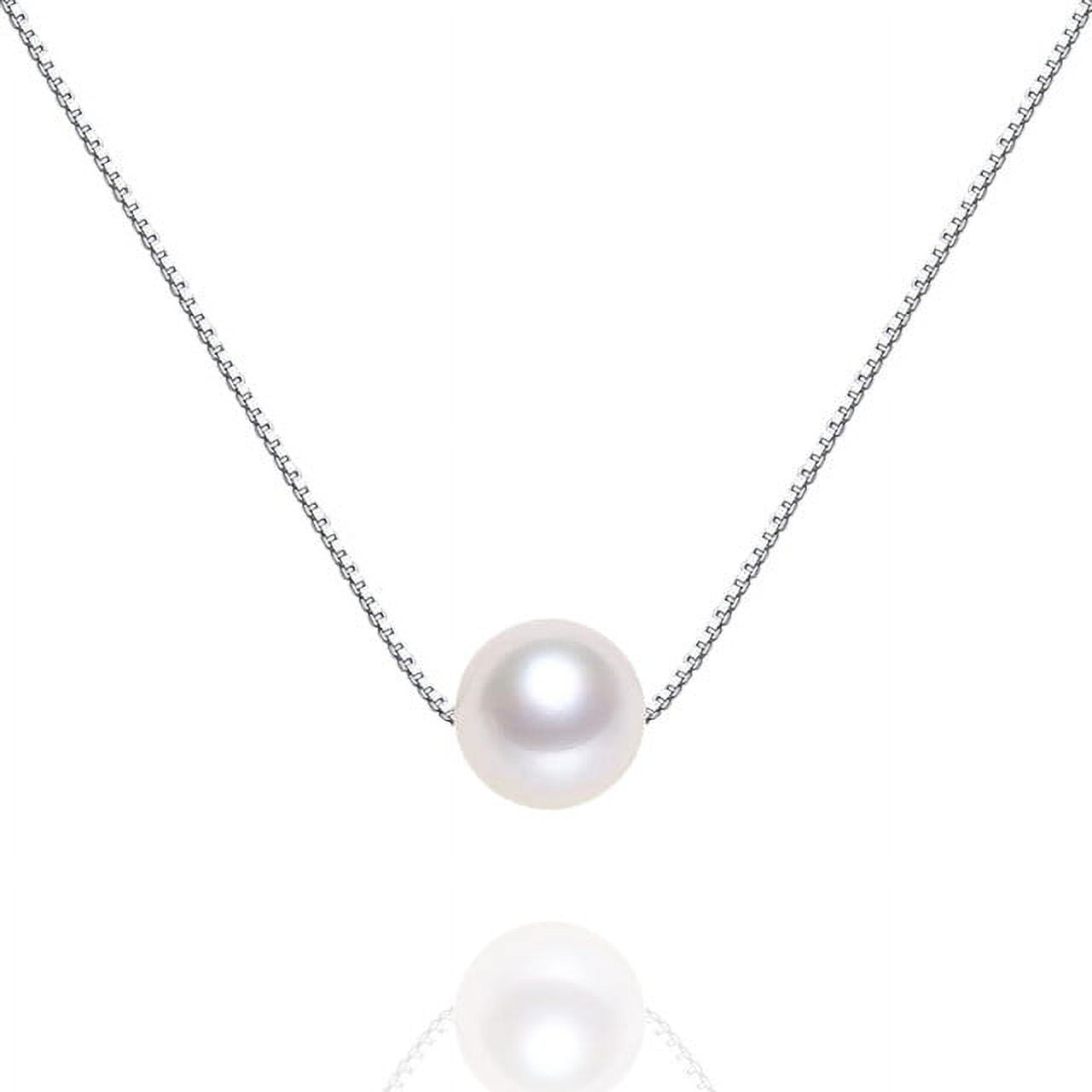 Gifts for Aunt , Single Pearl Necklace - 925 Sterling Silver White Pearl