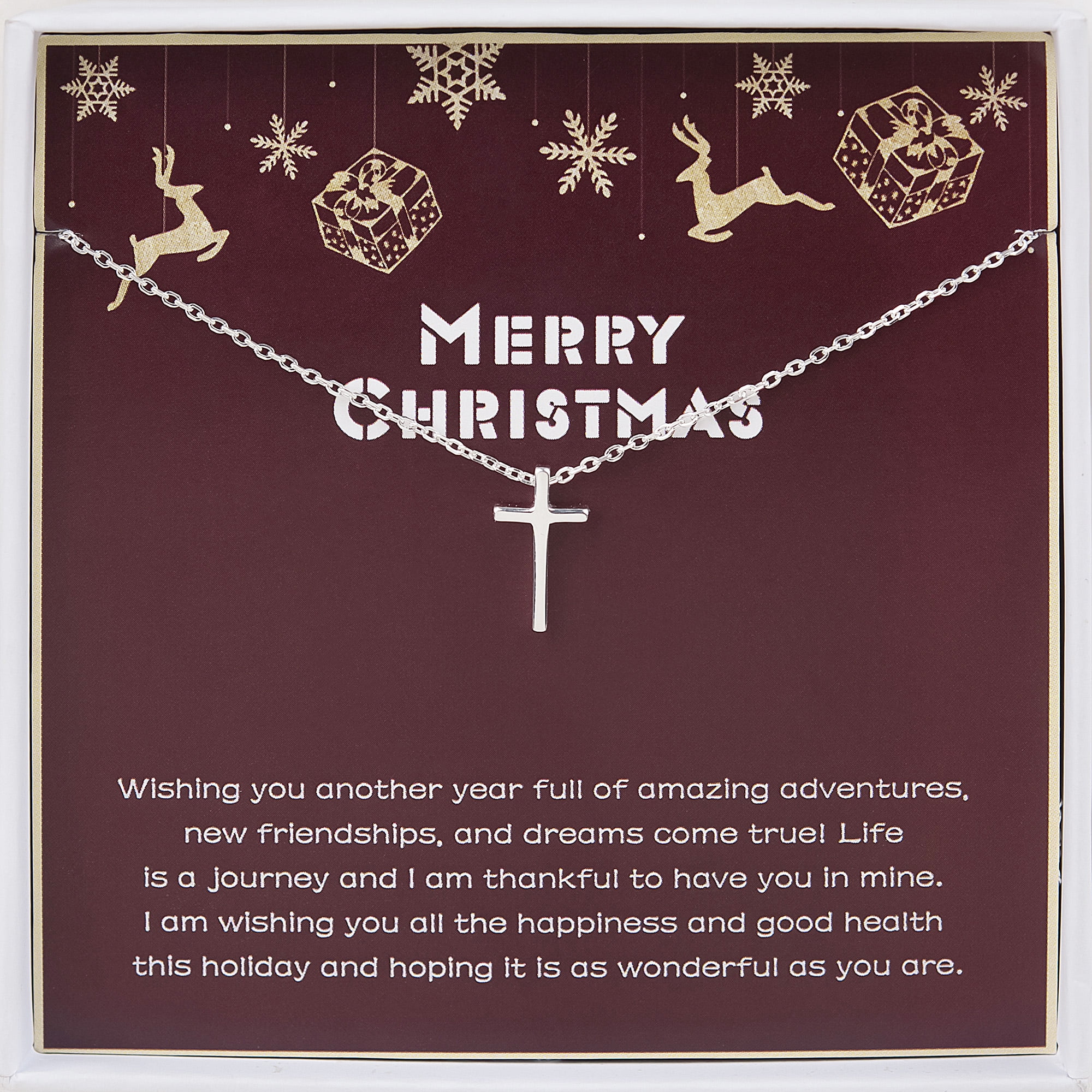 Anavia Pendant-925 sterling silver Friendship Jewelry Sterling Silver Cross Necklace New Year Gift for Soul Sister Necklace Card Chain Length - 16" + 2"