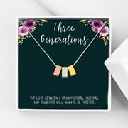 Anavia Generations Necklace, Mothers Necklace, Mom Jewelry Gift, Gift for Mom, Mom Birthday Gift, Christmas Gift for Her, Multicolor Three Cubes Pendant Necklace with Wish Card