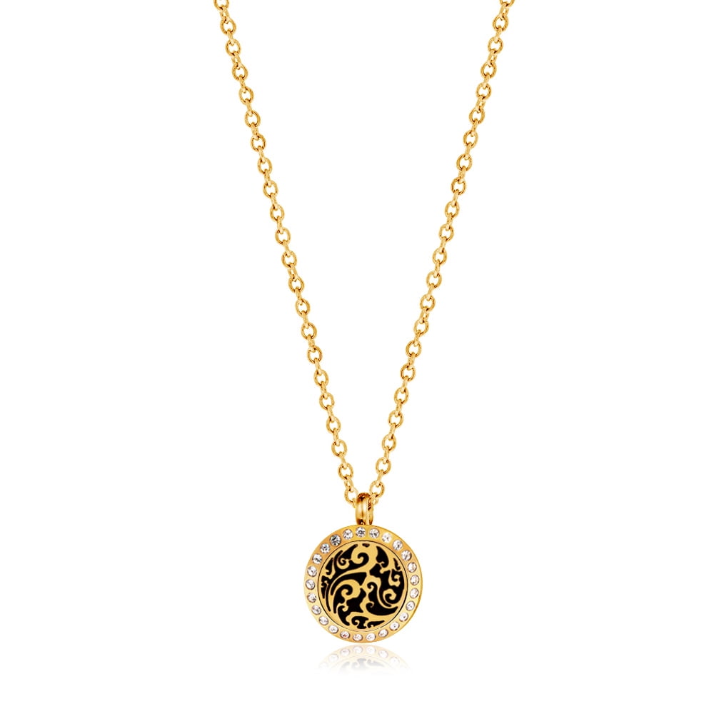 Anavia Gold Clouds Rhinestone Aromatherapy Necklace Essential Oil Diffuser Jewelry Stainless Steel Pendant with Gift Box