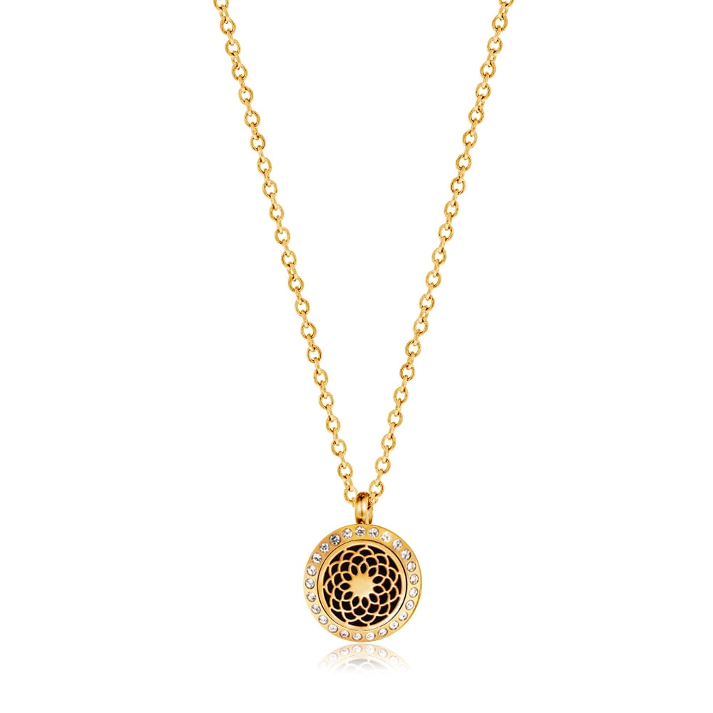Anavia Gold Dream Catcher Rhinestone Aromatherapy Necklace Essential